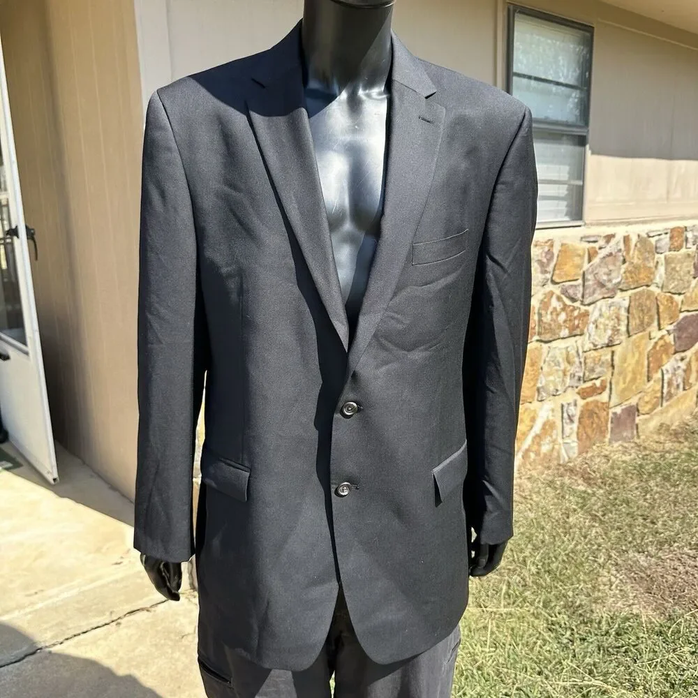 Ralph Lauren Blazer Mens Size 48L Black 100% Wool‎ 2 Button Suit Sport Coat